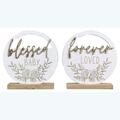 Youngs Wood Round Tabletop Word Cutout Signs, Assorted Color - 2 Piece 21485